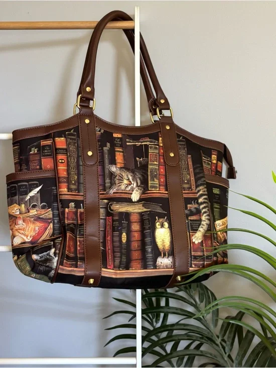 🐈Bradford Exchange Cat & Books Classic Tails Tote Bag 🐈‍⬛ - Picture 9 of 16